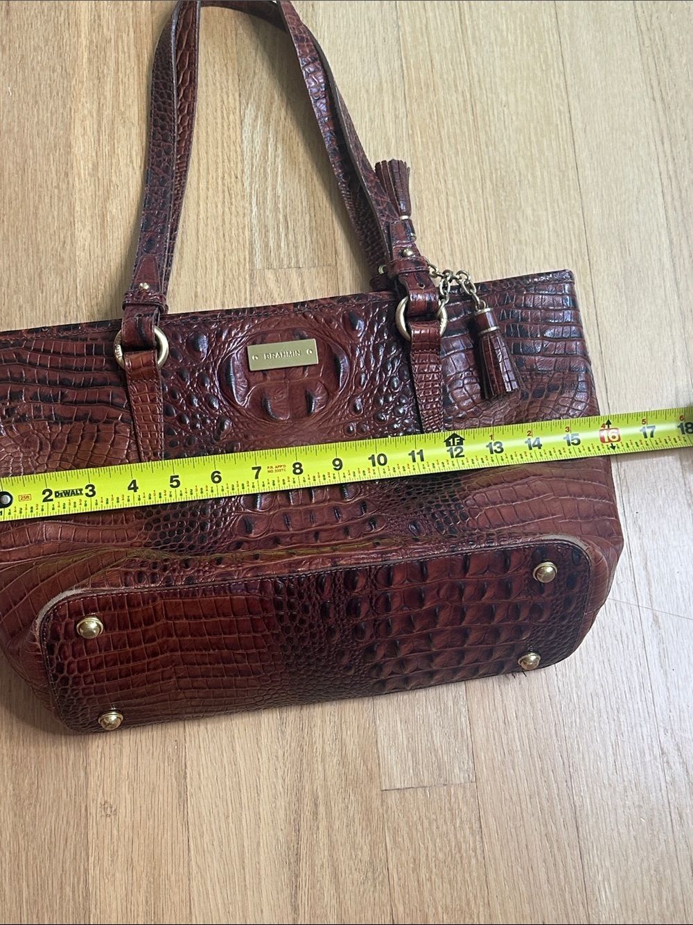 Brahmin Croc-Embossed Brown Leather Tote Vintage - Picture 6 of 12